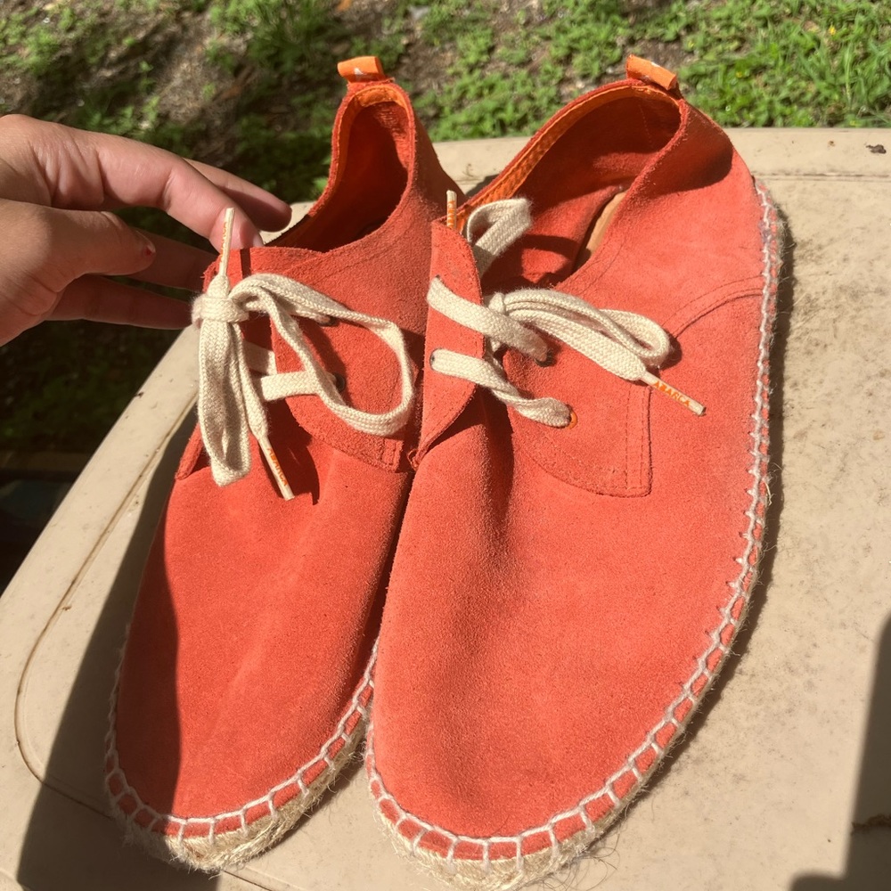 Orange handmade espadrilles
